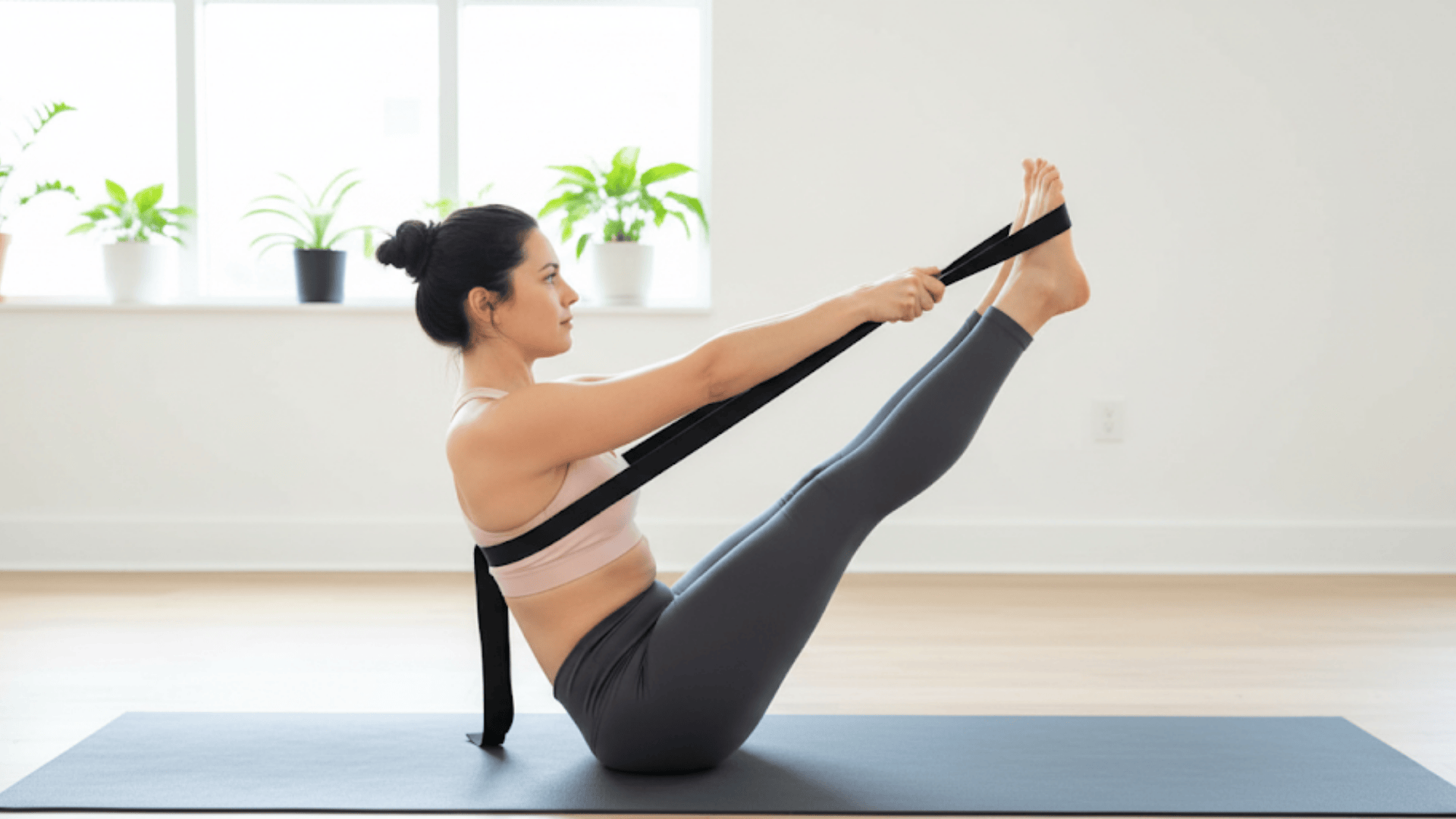 Supported Boat Pose with Strap